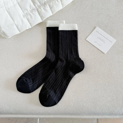 Transparent Crystal Silk Socks Women Fashion Ultra-thin Summer Harajuku Crew Socks Flower Streetwear Elastic Long Mesh Socks