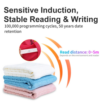 100pcs UHF RFID Tag UHF Sew Soft Textile Non-Woven Label Laundry Tag RFID Laundry Tag