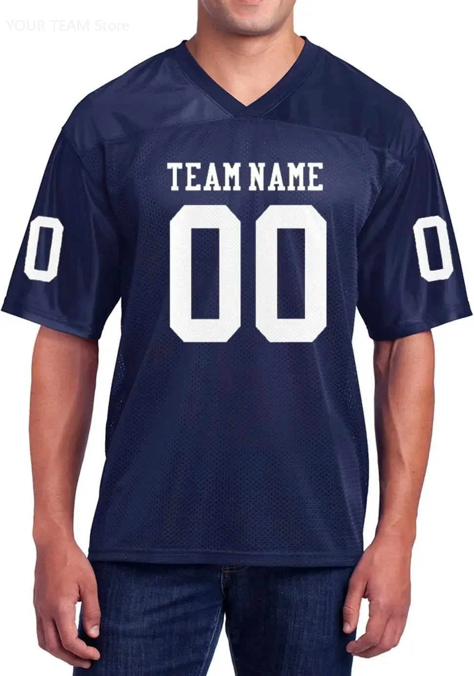 Custom American Football Jersey Green Large V-Neck Unisex Adult Sports Jersey Personalized Team Uniform - Breathable Polyester