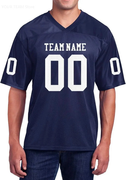 Custom American Football Jersey Green Large V-Neck Unisex Adult Sports Jersey Personalized Team Uniform - Breathable Polyester