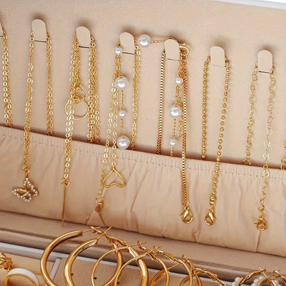 86 Pcs Fashion Jewelry Set For Women Pearl Alloy Earrings Necklaces Rings Bracelets Stackable Boho Jewelry Party Daily No Box