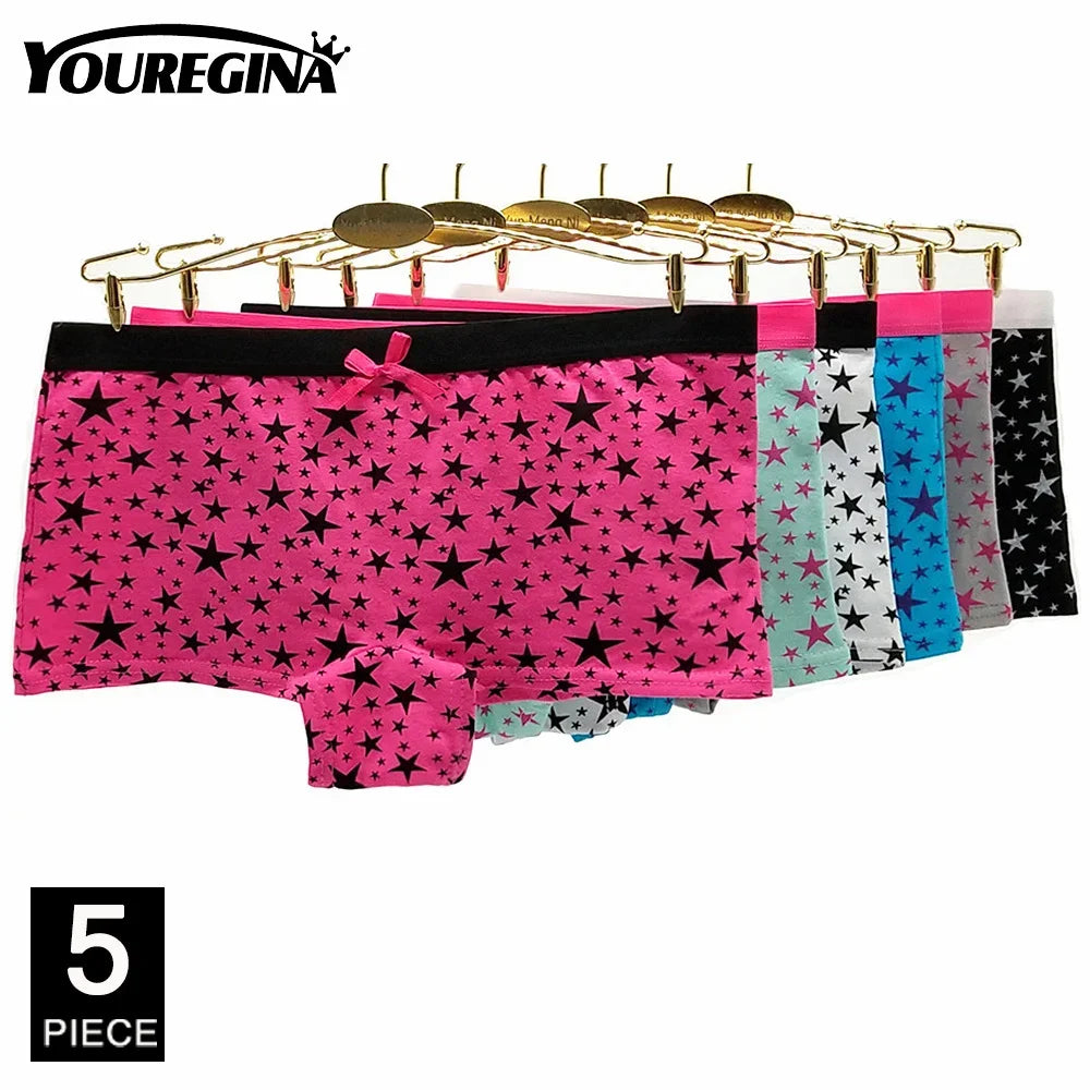 Women Underwear Cotton Women Panties Solid Girls Boxers Shorts Boyshorts Knickers Ladies Seamless Lingerie M L XL 5 Pcs/Lot