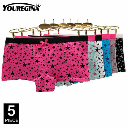 Women Underwear Cotton Women Panties Solid Girls Boxers Shorts Boyshorts Knickers Ladies Seamless Lingerie M L XL 5 Pcs/Lot