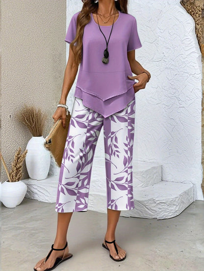 2026 New Loose And Fashionable Spring/summer Printed Top And Pants Set, Temperament Commuting Two-piece Set For Women