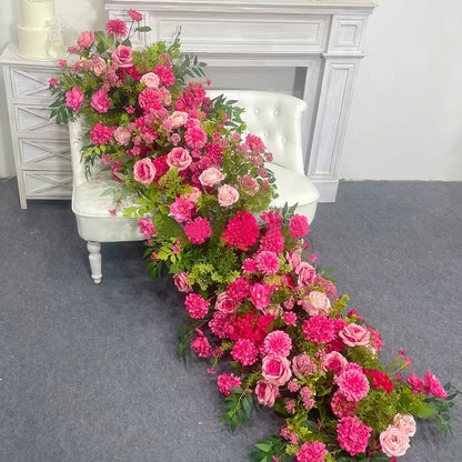 Uflower 2m Luxury Artificial Flowers Wedding Backdrop Table Long Runner Flower Row Floral Backdrop Arrangement Wall Arch Decor