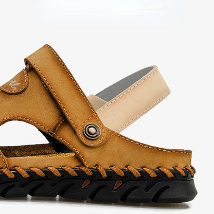Genuine Leather Men's Sandals Soft Comfor Slippers Men Summer Outdoor Beach Shoes designer High Quality Men sandalias Plus Size