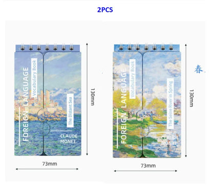 Portable Mini Notebook Japanese Famous Painting Pocket Spiral Notebook Languages Learning Word Book for School Stationery