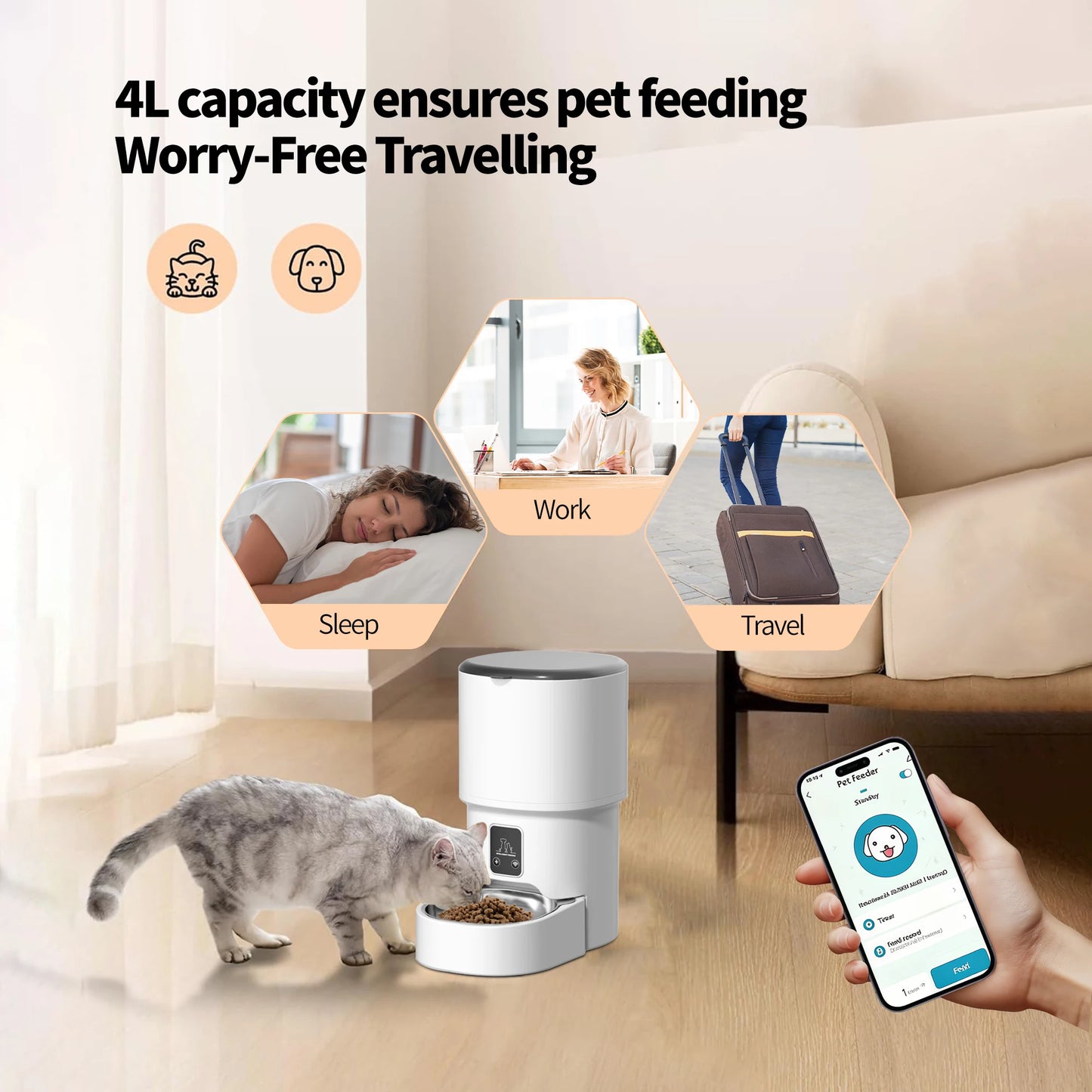 4L Smart Pet Feeder Automatic Cat Food Dispenser Cat Dog Bowl Automatic Cat Feeder Dog Slow Food Machine With Timed Quantitative
