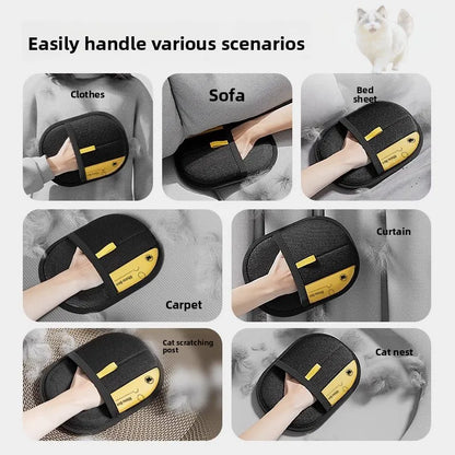 Pet Hair Removal Kit: Sticky Roller, Static Brush & Grooming Gloves - For Cat Dog Fur on Furniture Car Clothing