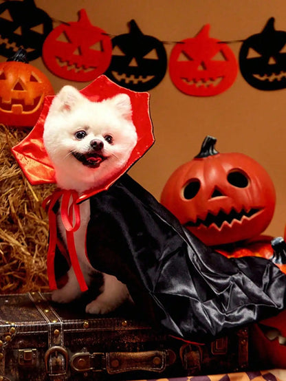 1 PC Halloween Red & Black Vampire Cape, Pet Costume SP260705215361087732970
