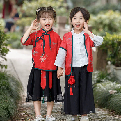 Fashion Hanfu Girl Suit Tang Costume Summer Chinese Style Boy Set Children's Sets Casual Kids Clothes Performance Baby Outfit