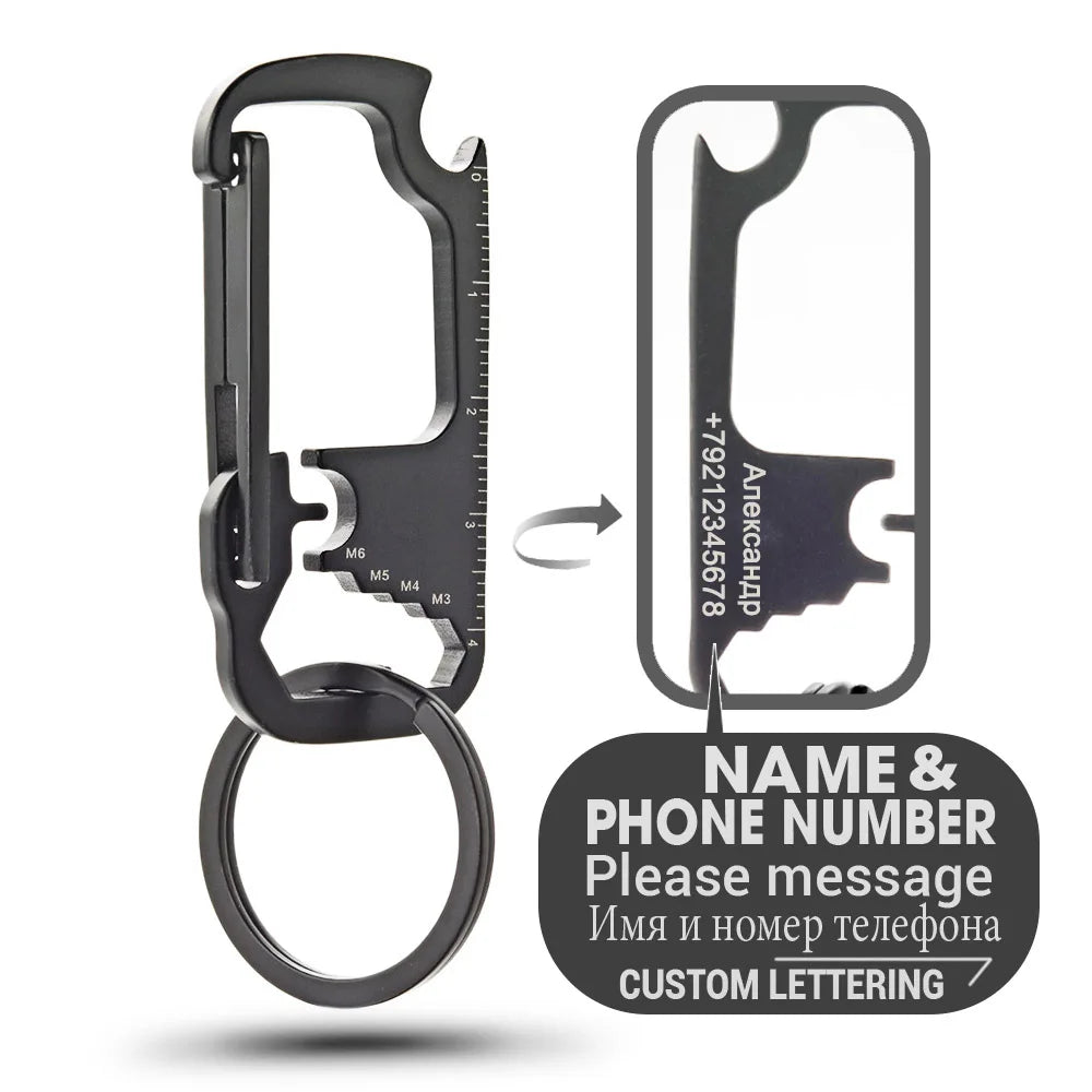 Stainless Steel Personalized Keychains Multifunctional Custom Lettering Keyrings Wrench Tool Bottle Opener Key Chain Ring K421