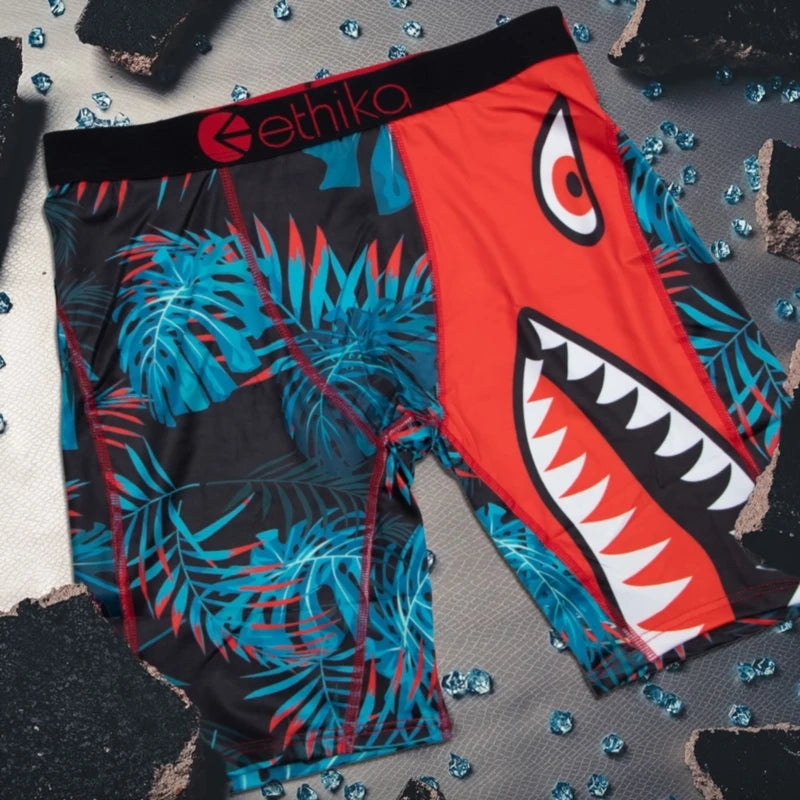 ETHIKA 1Pcs Men Underwear Boxers Breathable Mesh Crotch Man Underpants Plus Size Mens Panties L-3XL Printed Men's Boxers Briefs