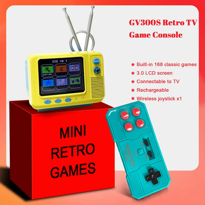 Retro Mini TV Game Console with Wireless Controller Built-in 168 Classic Games Handheld Game Player Support AV Output for Kids
