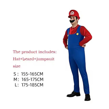 Disguise Men Luigi Deluxe Adult Costume Super Brothers Costume Cosplay Fancy Dress Outfit Halloween womens with Hat and Mustache