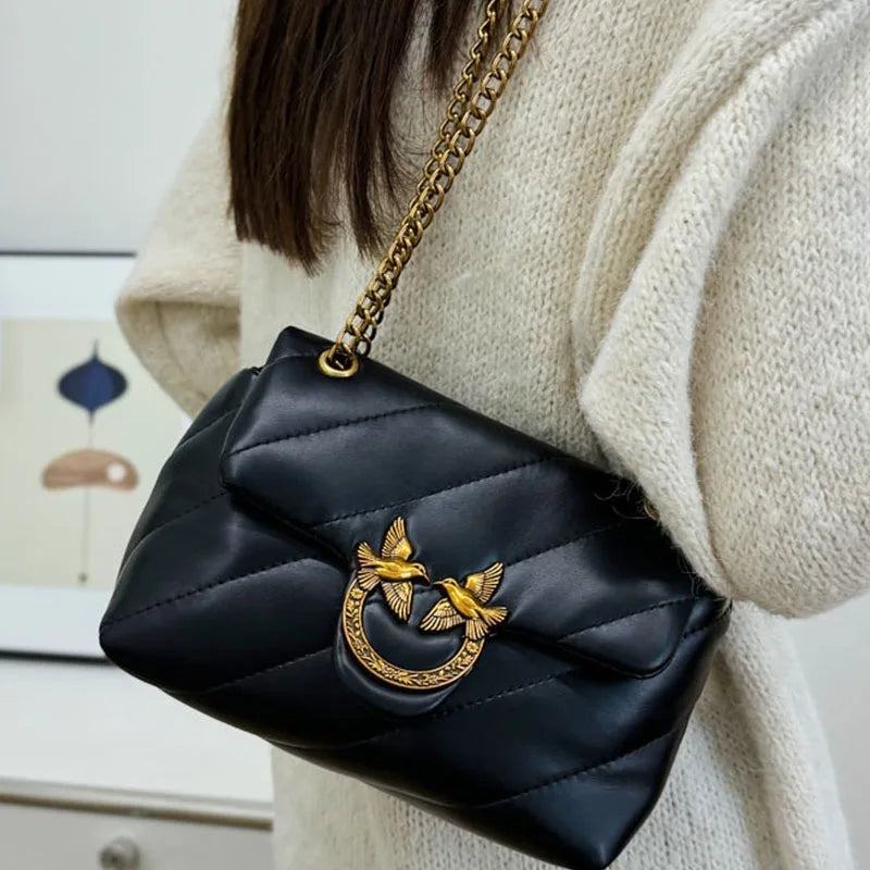 New Women's Winter Chain Bag, Trendy Fashion Crossbody Bag, Rhombus Lightweight Luxury Underarm Bag