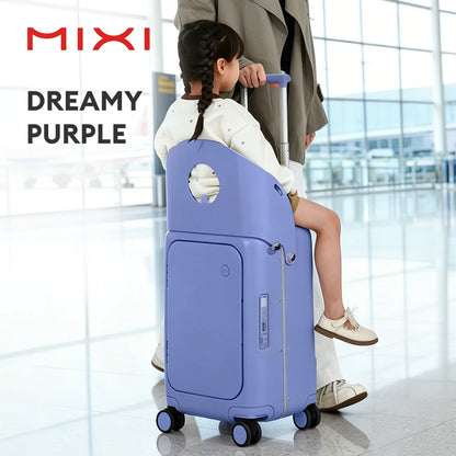 Mixi New Design 20 Inch Ride On Suitcase for Kids Luggage with Seat PC Aluminum Frame Check in Lugguage