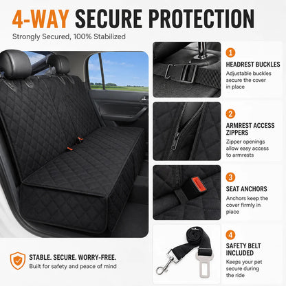 Waterproof Dog Car Seat Cover Rear Bench Pet Seat Protector Lightweight Quilted Back Seat Mat for Dogs Cats SUVs Cars Trucks