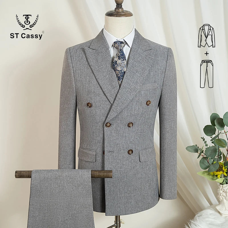 ST Cassy High Quality Elegant Man Suit 2 Piece Set Party Outfit Modern Wedding Dinner Suit for Men Stylish Business Office Suit