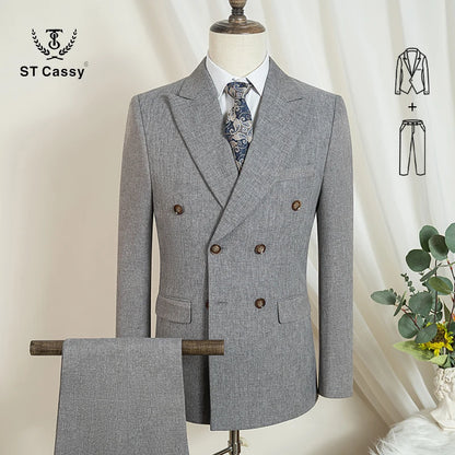 ST Cassy High Quality Elegant Man Suit 2 Piece Set Party Outfit Modern Wedding Dinner Suit for Men Stylish Business Office Suit