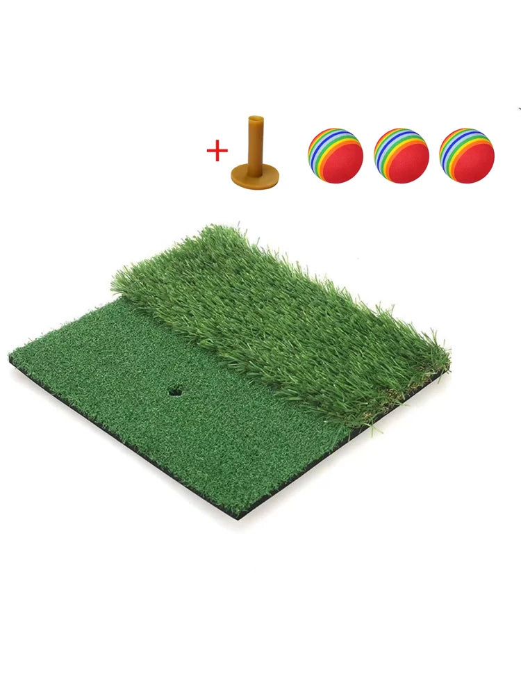 Golf Hitting Mat Artificial Turf Golf Practice Mat with Tee Hole Portable for Training Swing & Chipping in Backyard, Garage, Bas