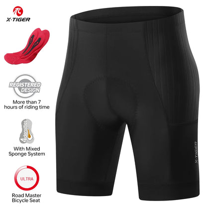 X-TIGER Men's Cycling Shorts Padded Bicycle Short Road Biking Clothing Road Mountain Riding Bicycle Cycle Shorts with Pockets