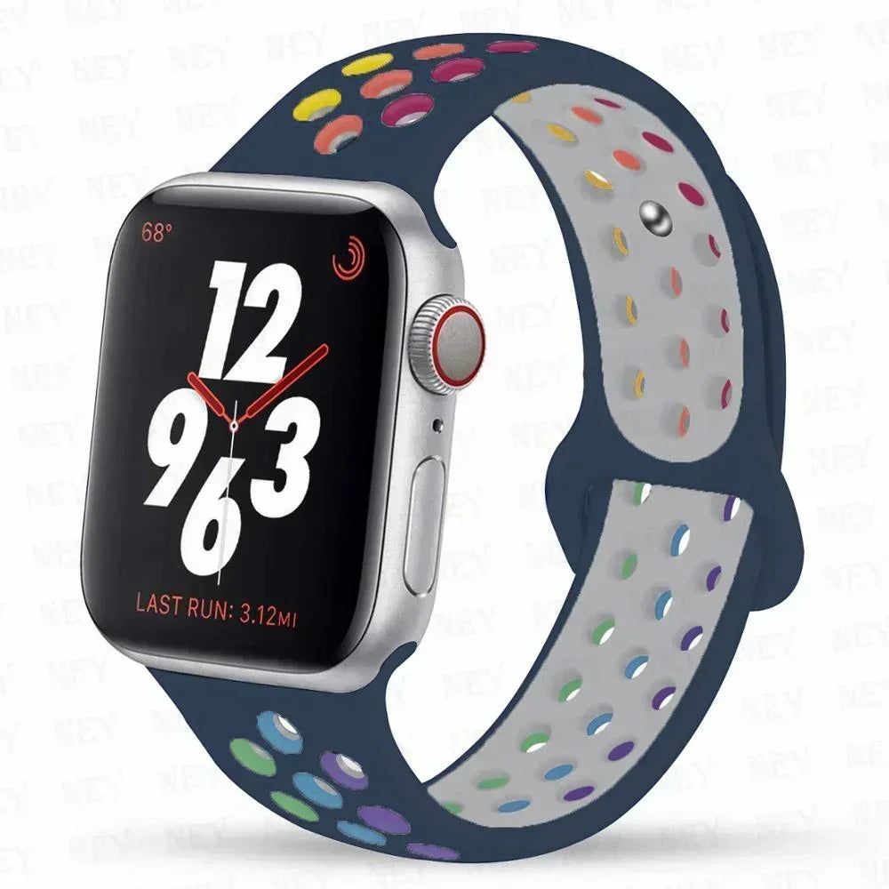 Silicone Sport Straps For Apple Watch 10 Band 45mm 44mm Ultra2 49mm 38/40mm 41mm 42 46mm Bracelet iWatch Series 8 7 6 4 5 3 9 SE