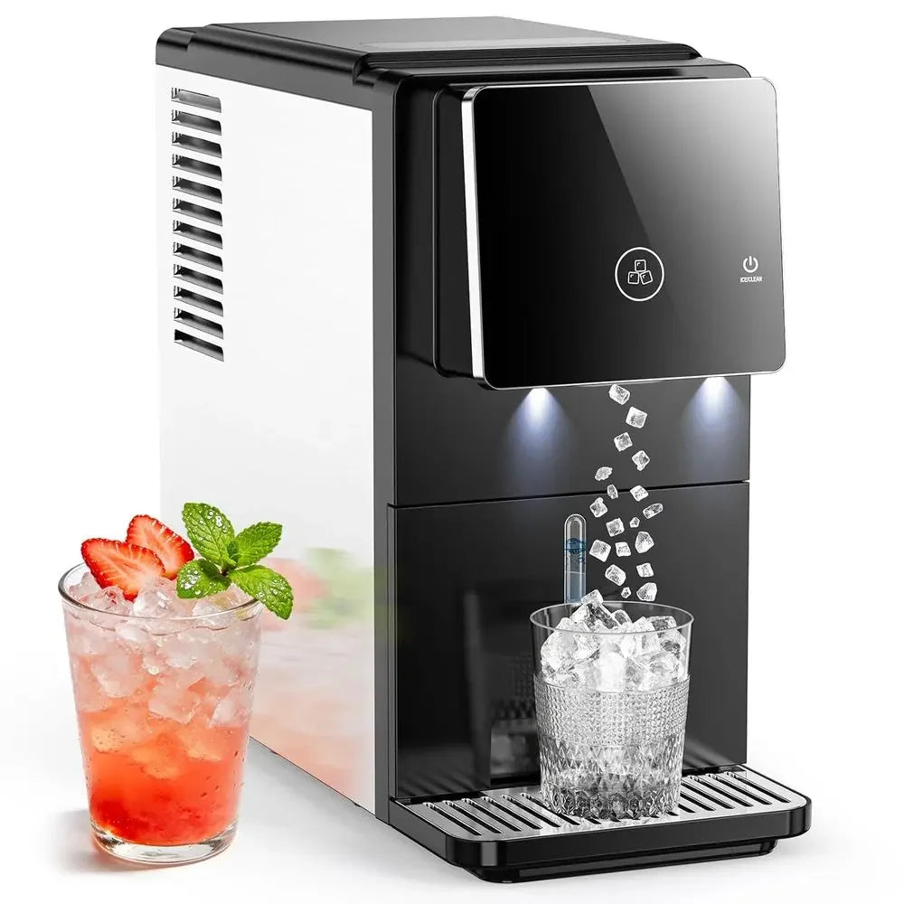 Portable 33 lbs Daily Ice Maker with Self-Cleaning, Auto Lighting, Dispensing, and Ice Bin for Home Kitchen Use, Black