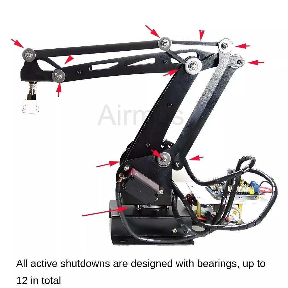 Big Load 4 DOF Air Pump Palletizing Robot Arm Manipulator Mechanical Claw with 25KG Digital Servo Motors Controller Robotics Toy