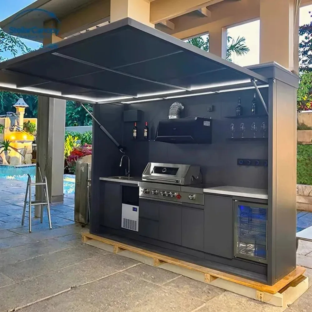 Customized Modular Outdoor Kitchen Island Premium Modular 304 Stainless Steel Outdoor Kitchen Cabinets Anti-Rust Cabinets