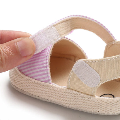 Bow Canvas Baby Girls Sandals, Summer Soft Sole Comfortable Lightweight Casual Walking Shoes