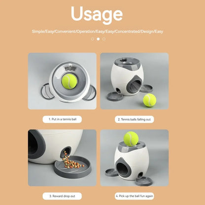 Automatic Dog Ball Launcher Dog Tennis Food Reward Machine Dog Tennis Ball Machine Slow Feeder for Small and Medium Dogs