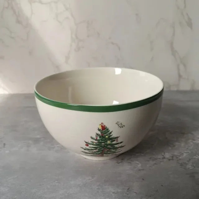 Holiday-themed Christmas Ceramic Plates Cutlery Sets Dinner Plates Bowls Soup Plates Mugs Coffee Cups Saucers Sets