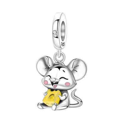 Hot Sale 925 Sterling Silver Dog Cat Cute Pet Animals Pendant Birthday Party Gift for Women Bangle Bracelet Necklace DIY Jewelry