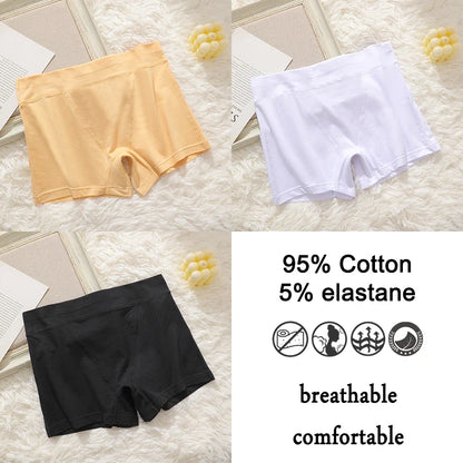 3Pcs Women Cotton Safety Short Seamless Boxer Briefs High Waist Soft Skin Friendly Ladies Anti-Ride Leggings Under Dress Panties