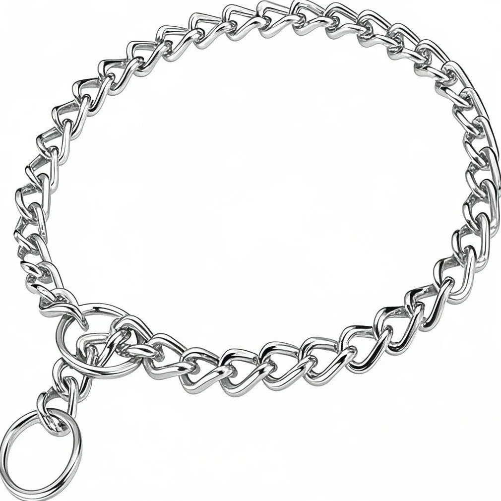 Dog Gold Silver Chain Link Dog Collar Dog Choke Necklace Collar Metal P Slip Chain Training Walking Choker Stylish PET Accessory
