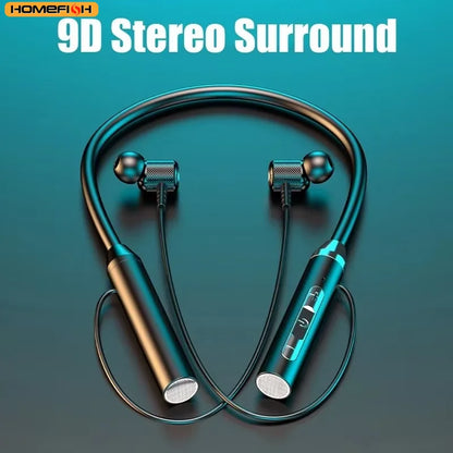 9D BT Earphones Wireless Headphones Magnetic Sport Neckband Neck-hanging TWS Earbuds Wireless Blutooth Headset with Mic