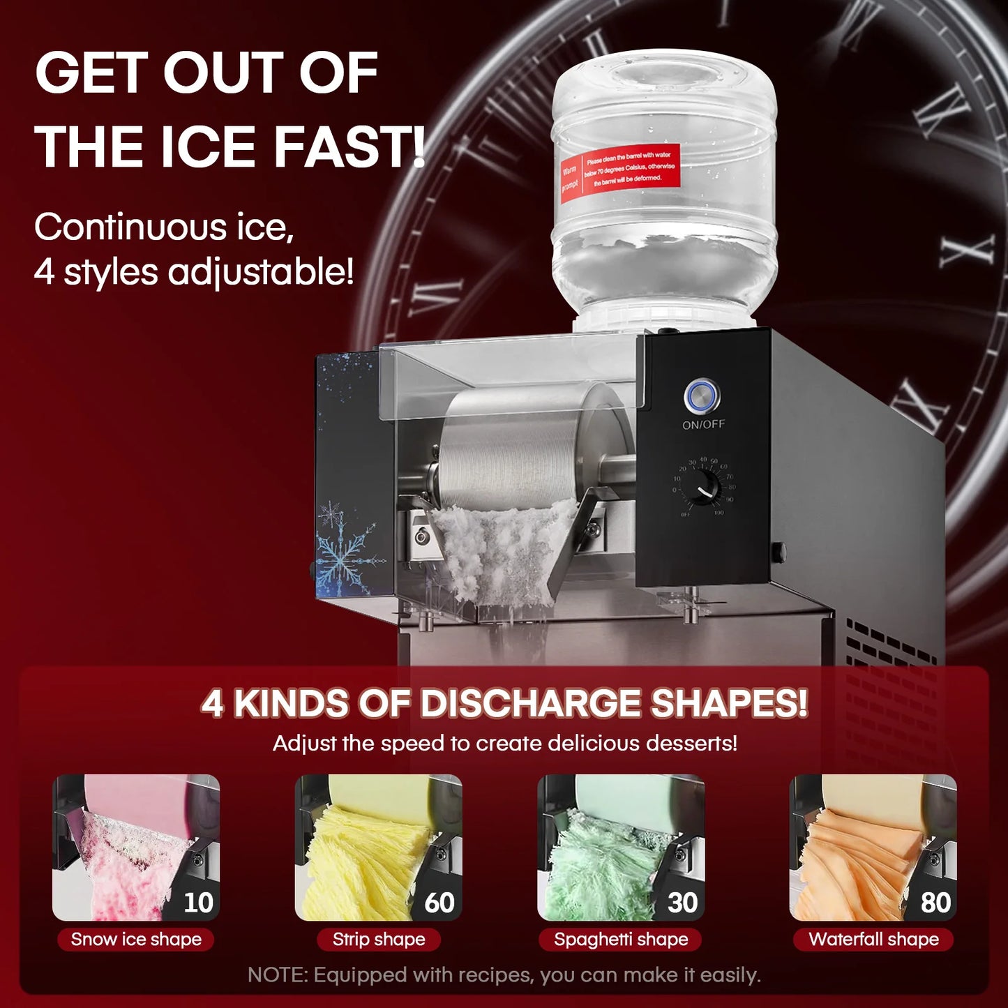 Slushie Machine, Commercial Snowflake Ice Machine, 176 LBS/24H Shaved Ice Machine, Snow Cone Machinefor Restaurant Supermarket Snack Bar Cafe, Silver | Shaved Ice Machine with Rapid Yiel, Snow Cone Machine Ideal Supermarket,