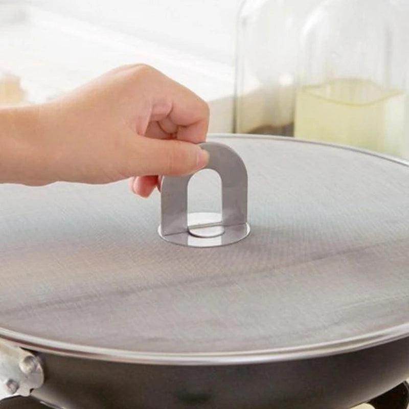 1Pc Kitchen Oil Proofing Lid Filter Foldable Handle Frying Pan Cover Splatter Screen Spill Proof Kitchen Cooking Tools