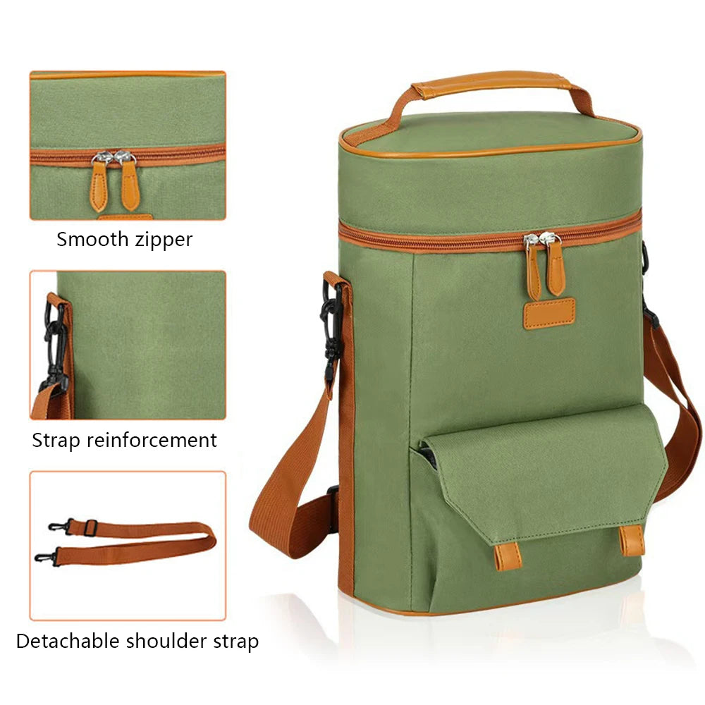 Insulated Wine Bag Portable Cooler Bag for Outdoor Picnic Wine Preservation Thermal Wine Carrier