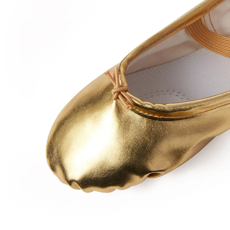 Men's And Women's Ballet Gold Silver PU Material Lace-up Soft Soled Dancing Shoes