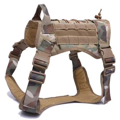 Tactical Camouflage Dog Vest Harness for Medium and Large Dogs，Easy Control and Comfortable for Hiking ，Training, and Outdoor