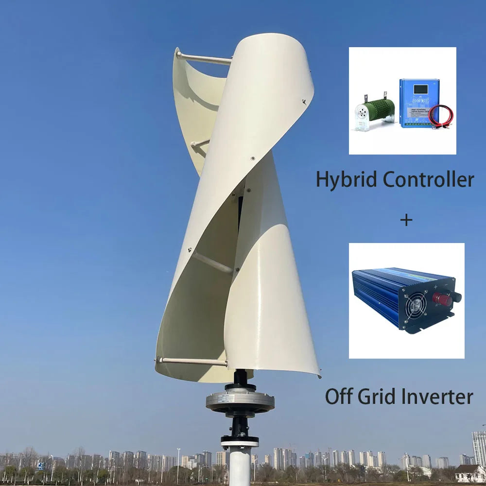 High Quality Wind Turbine Generator 1000W 2000W 3000W Vertical Axis Windmill With MPPT Hybrid Controller Inverter For Home Use