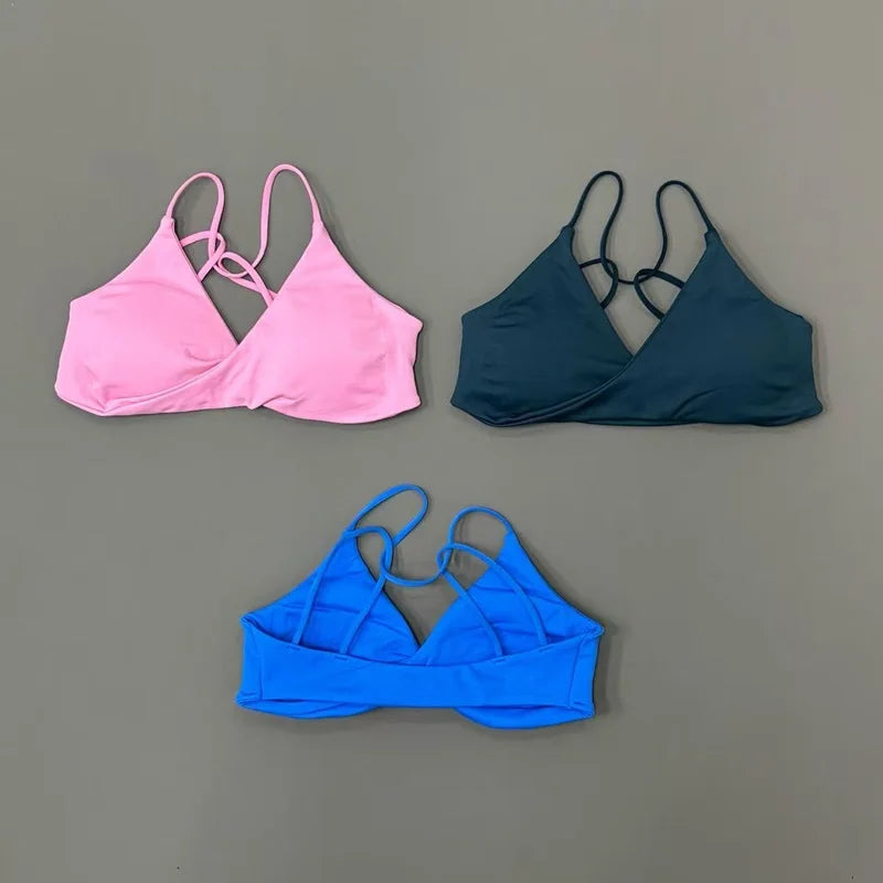 HISTELLO Vision Sports Bra Women Cross Back Seamless Yoga Bra With Removable Pads Backless Underwear Gym Running Sports Top