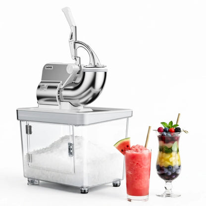 Commercial Ice Crusher Machine with 4 Blades, 2000RPM 750LBS/H Ice Shaver with 2LBS Hopper Capacity, 350W Stainless Steel Snow Cone Machine for Home Use, Bars, Cafes, Parties