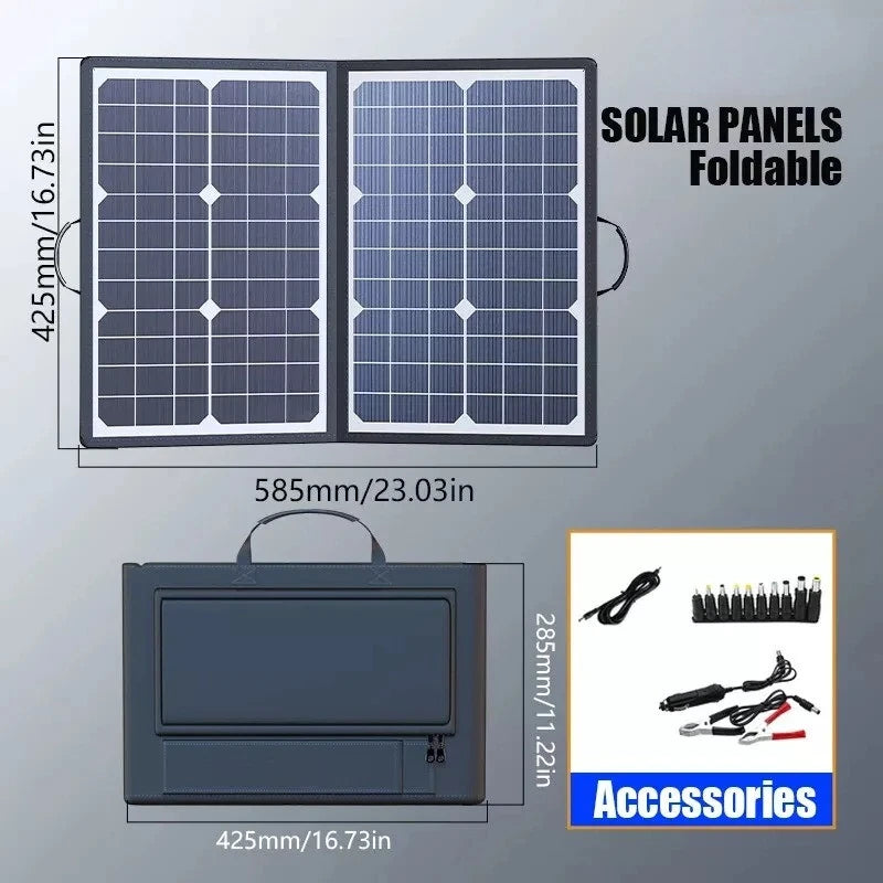 Solar Panel Kit Complete Outdoor 1000W Foldable Solar Power Station Portable Generator Charger 18V for Car Boat Caravan Camping