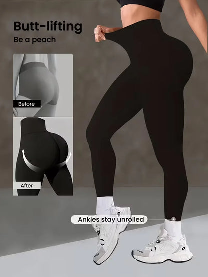 Women's High Waist Yoga Pants, Butt Lifting Wide Waistband Leggings, Adjustable Butt Lift Workout Trousers for Running Gym Fitne