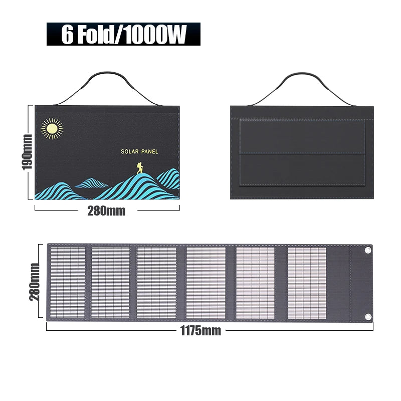 1000w Solar Panel Portable Folding Bag Usb+dc Output Solar Charger
