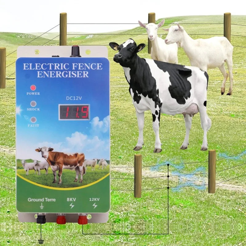 A69edigital 12KV Electric Fence ,Waterproof, Electric Fence Kit For Farm Animals, Poultry, Ranches And Gardens EU Plug