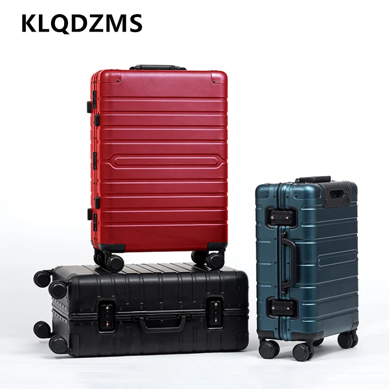 KLQDZMS 20 Inch Portable All Aluminum Magnesium Alloy Cabin Luggage Bag Female 24 Inch Password Travel Suitcase Student Fashion